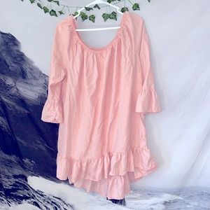 Terra & Sky Pink Ruffle Tunic Shirt
